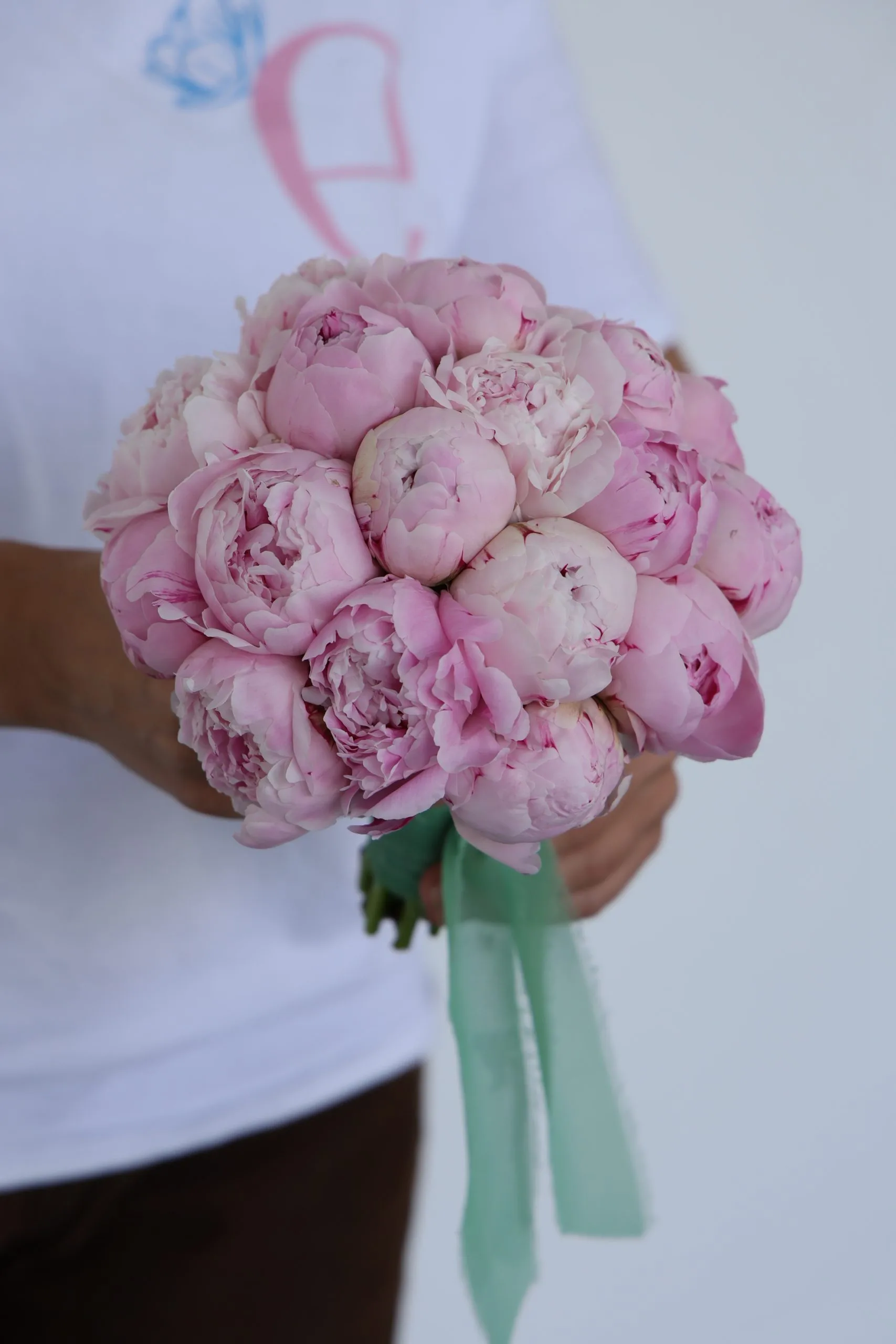 Pink peonies wedding bouquet