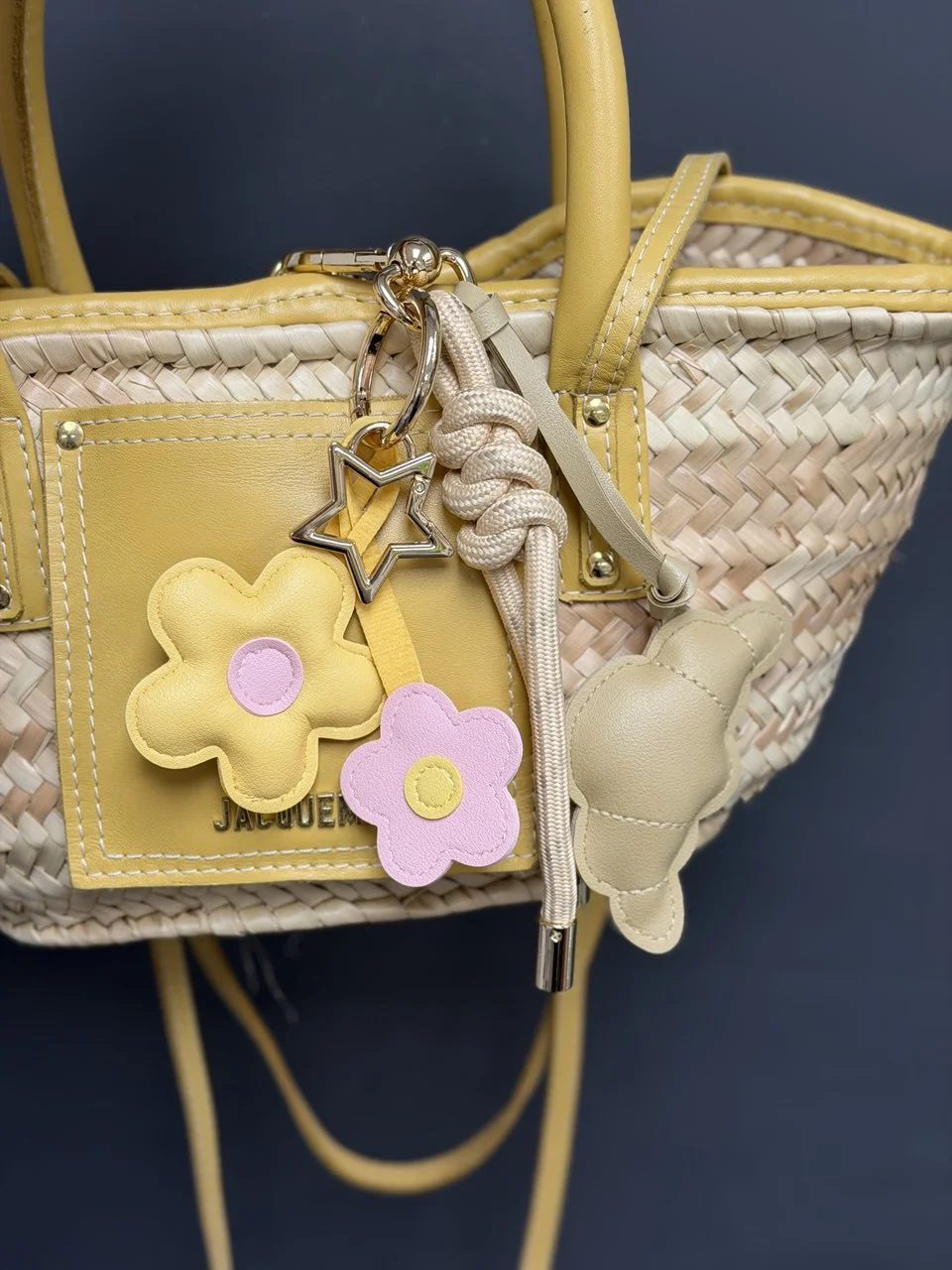 bag charm Flowers and Croissant boat rope keychain charm accessory gift