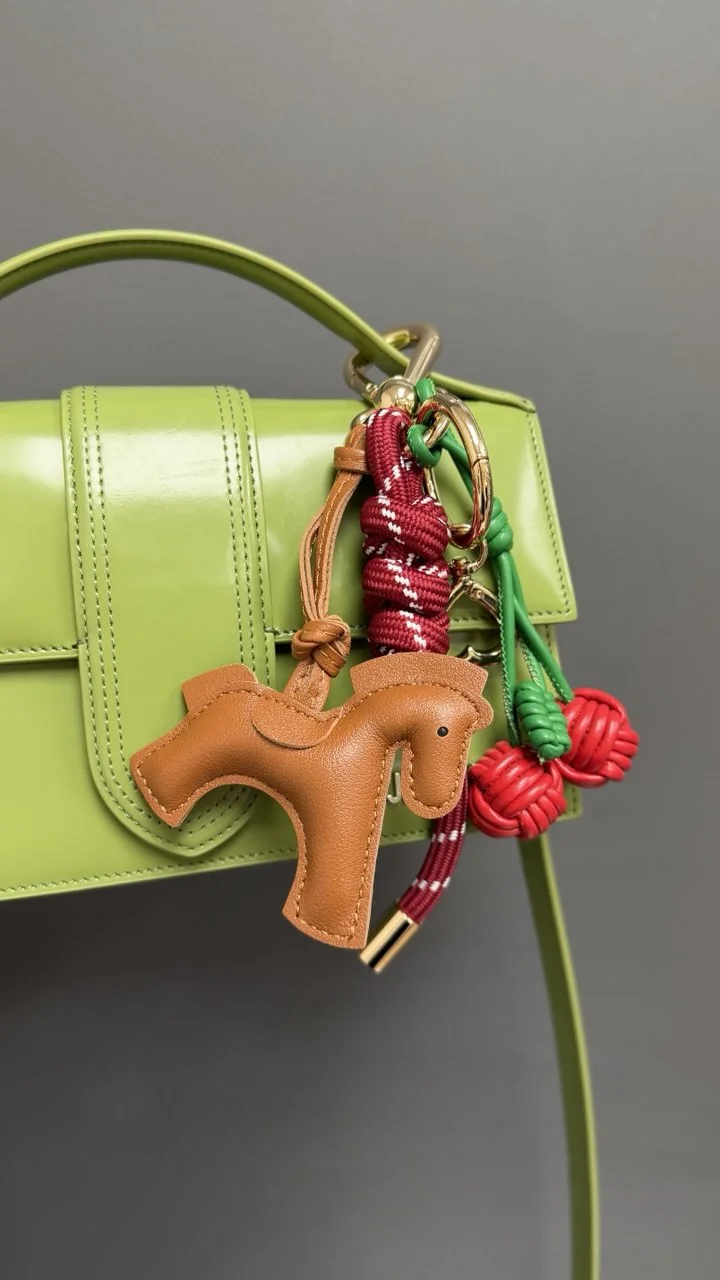 bag charm Horse and Cherries boat rope keychain charm accessory gift