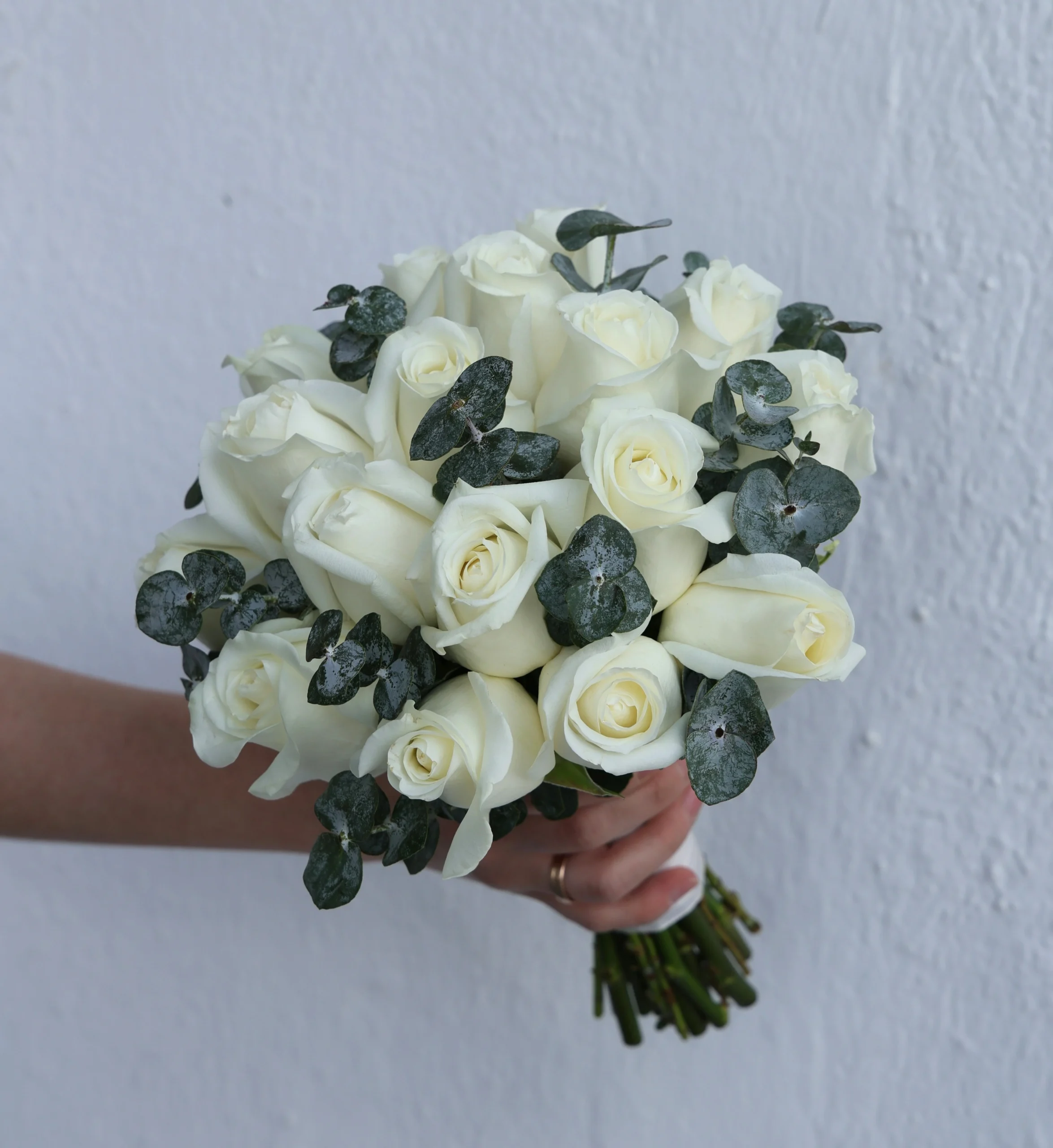 Wedding bouquet Marriage Vows | White Roses & Eucalyptus