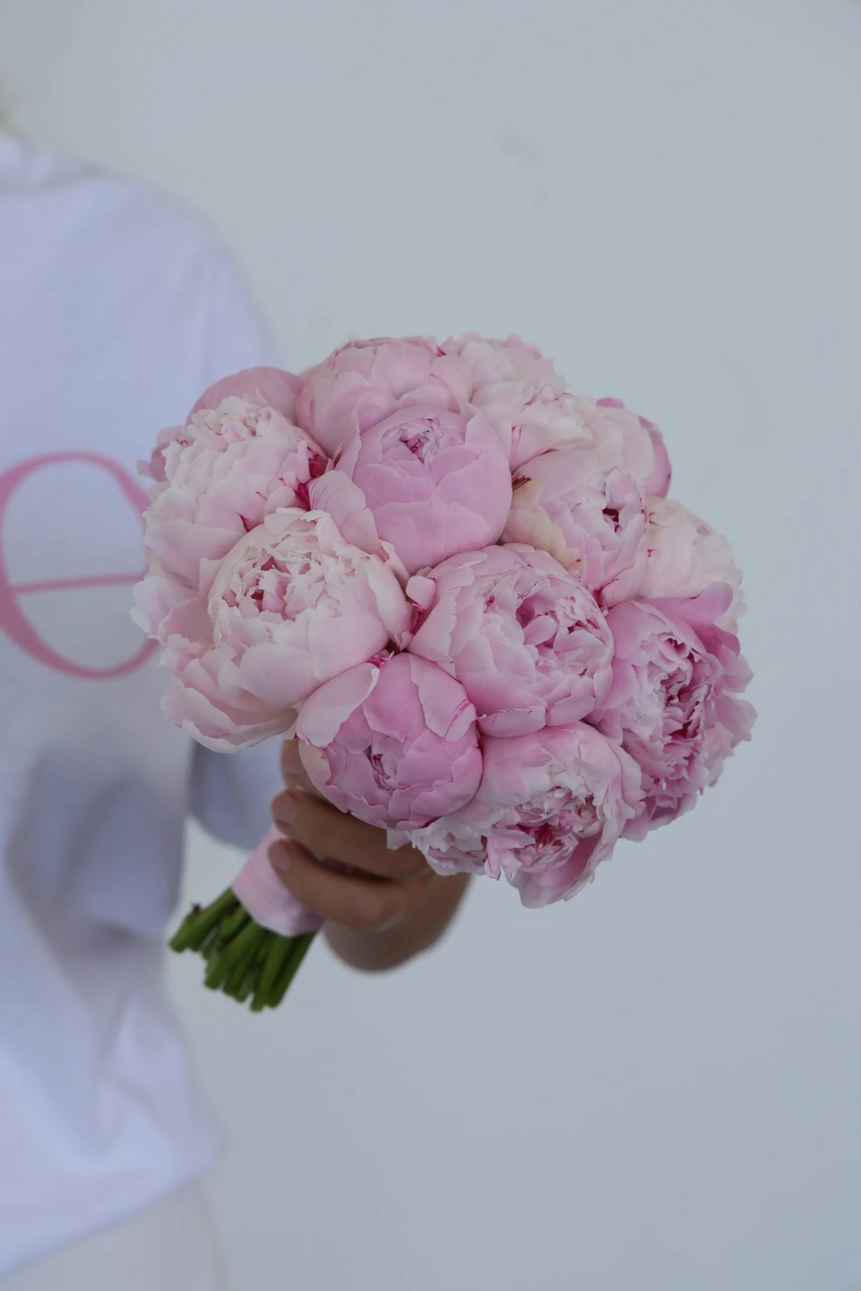 Pink peonies wedding bouquet