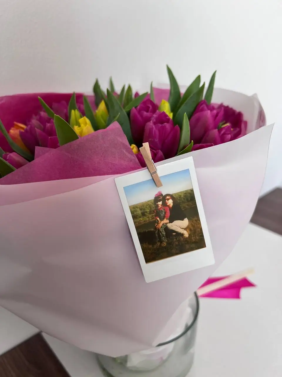 Polaroid photo add-on for flower delivery personalized gift